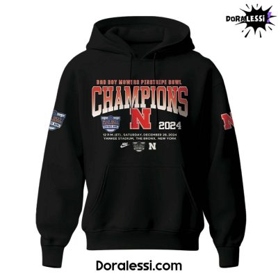 Nebraska Cornhuskers Bad Boy Mowers Pinstripe Bowl Champions Black Hoodie