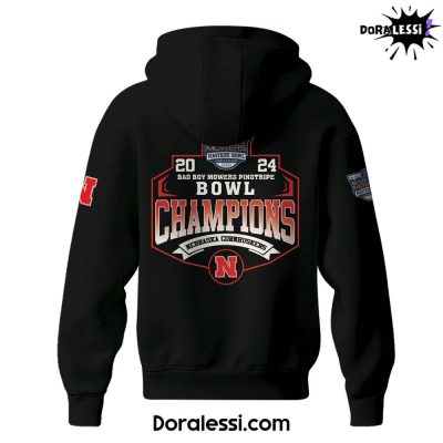 Nebraska Cornhuskers Bad Boy Mowers Pinstripe Bowl Champions Black Hoodie