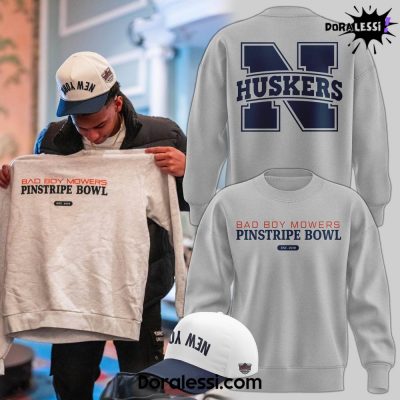 Nebraska Football Bad Boy Mowers Pinstripe Bowl Grey Sweatshirt