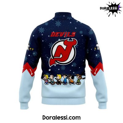 New Jersey Devils Peanuts Snoopy Night Navy Baseball Jacket