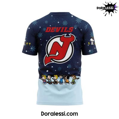 New Jersey Devils Peanuts Snoopy Night Navy Tshirt