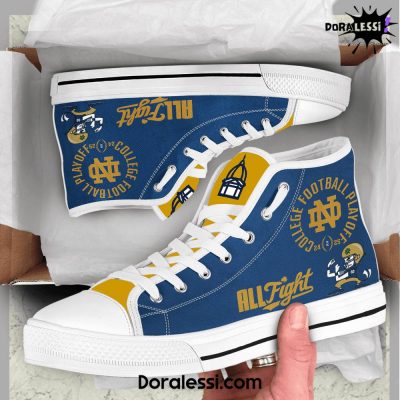 Notre Dame Fighting Irish All Fight College Football Playoff 2425 High Top Canvas Shoes 2