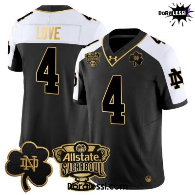 Notre Dame Fighting Irish Sugar Bowl Gold Patch Vapor Black Football Jersey