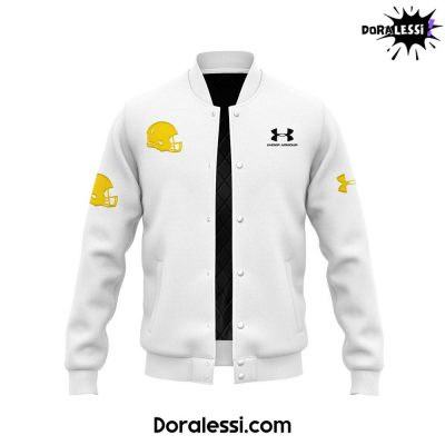 Notre Dame Football X Coach Marcus Freeman White Baseball Jacket