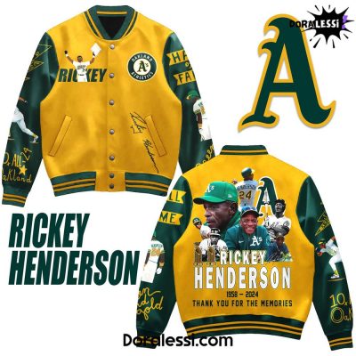 Oakland Athletics MLB Rickey Henderson 24 Baseball Jacket