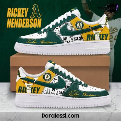 Oakland Athletics MLB Rickey Henderson 24 Sign Air Force 1 Shoes