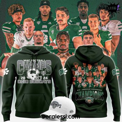 Ohio Bobcats Football MAC Champions 2024 Green Hoodie