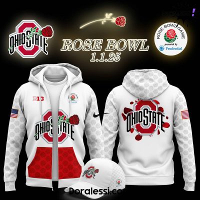 Ohio State Buckeyes x Rose Bowl Game White Zip Hoodie