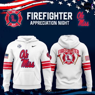 Ole Miss Rebels Football 2024 Firefighter Appreciation Night White Hoodie