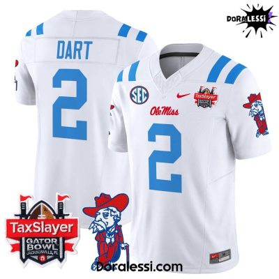 Ole Miss Rebels Tax Slayer Gator Bowl Patch Vapor Limited White Football Jersey