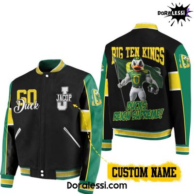 Oregon Ducks Big Ten Kings Ducks Reign Supreme Custom Baseball Jacket