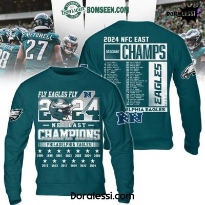 Philadelphia Eagles Fly Eagles Fly 2024 NFC East Champions Green Sweatshirt