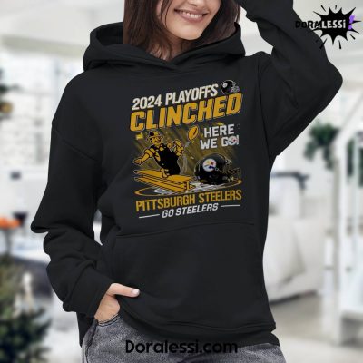 Pittsburgh Steelers 2024 Playoffs Clinched Go Steelers Black Hoodie