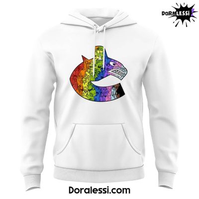 Pride Night Vancouver Canucks With Pride Logo White Hoodie