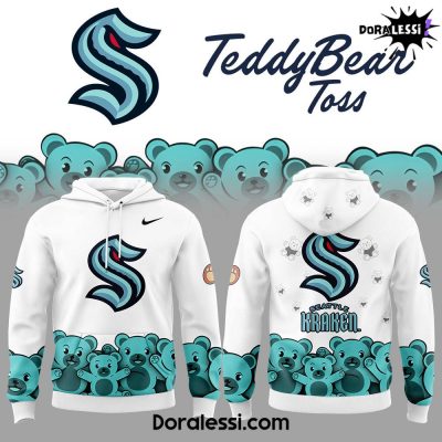 Seattle Kraken Teddy Bear Toss White Hoodie