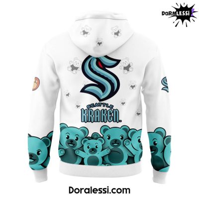 Seattle Kraken Teddy Bear Toss White Hoodie