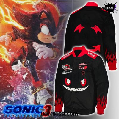 Sonic 3 X Ver Shadow The Hedgehog Black Bomber Jacket