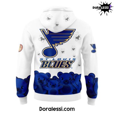 St Louis Blues Teddy Bear Toss White Hoodie