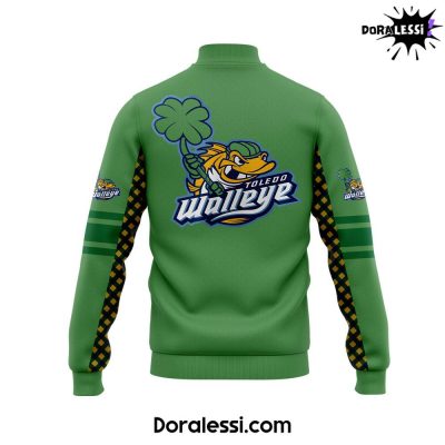 Toledo Walleye Hat Tricks Day Green Baseball Jacket