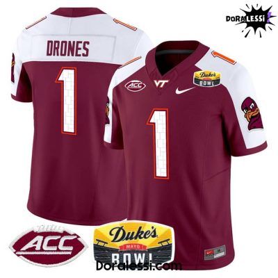 Virginia Tech Hokies 2025 Duke’s Mayo Bowl Patch Vapor Limited Football Jersey