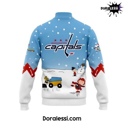 Washington Capitals Peanuts Snoopy Night Blues Baseball Jacket