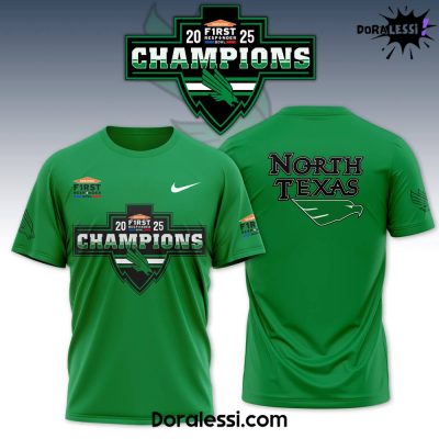 North Texas Football First Responder Bowl Champions Green Tee