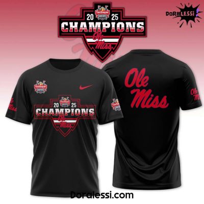 Ole Miss Rebels 2025 Tax Player Gator Bowl Champions Black Tee