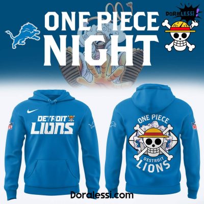 One Piece x Detroit Lions NFL Blue Hoodie