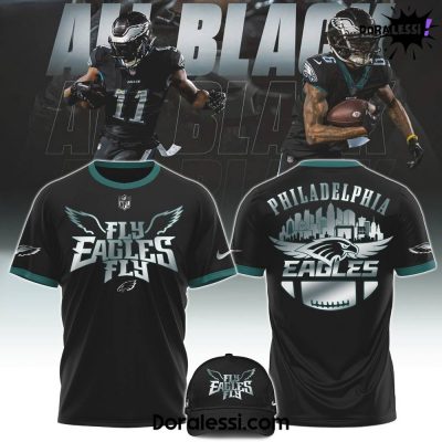 Philadelphia Eagles 2025 All Black Fly Eagles Fly T-Shirt