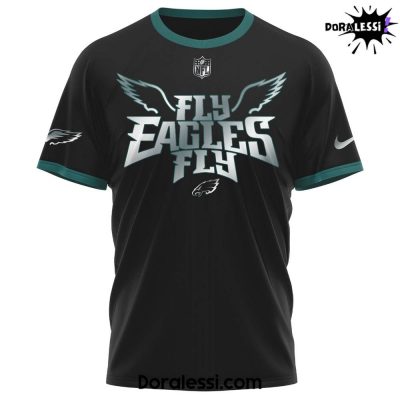 Philadelphia Eagles 2025 All Black Fly Eagles Fly T-Shirt