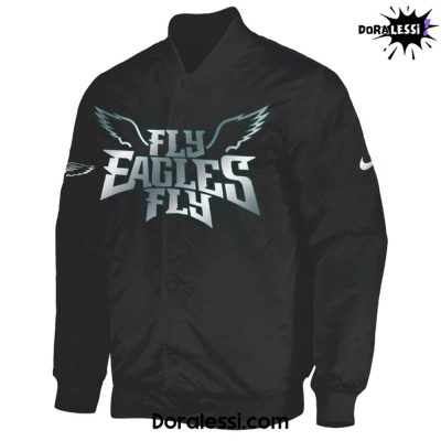 Philadelphia Eagles 2025 Fly Eagles Fly All Black Baseball Jacket