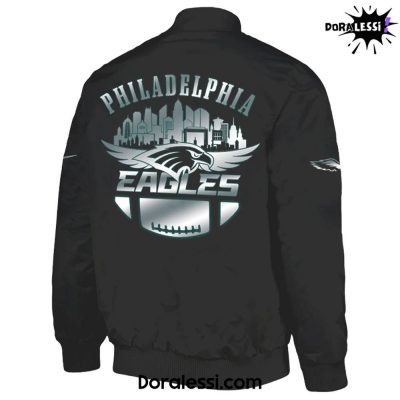 Philadelphia Eagles 2025 Fly Eagles Fly All Black Baseball Jacket