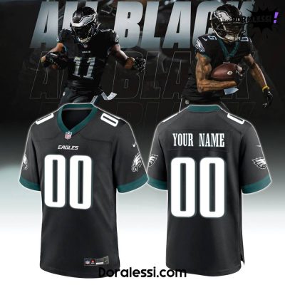 Philadelphia Eagles All Black Alternate Custom Football Jersey