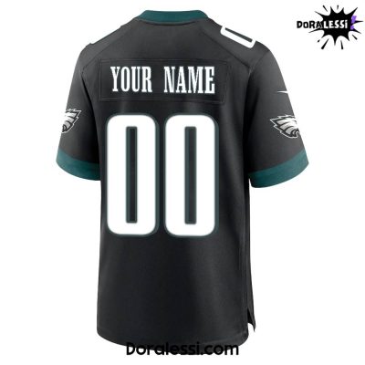 Philadelphia Eagles All Black Alternate Custom Football Jersey