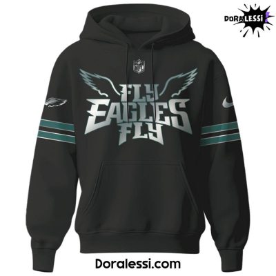 Philadelphia Eagles NFL Fly Eagles Fly All Black 2025 Hoodie