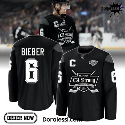 Los Angeles Kings Skate For LA Strong Justin Bieber Hockey Jersey